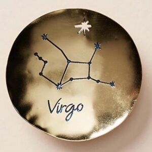 Anthropologie Virgo Zodiac Sign Gold Metallic Steel Trinket Dish Brand New